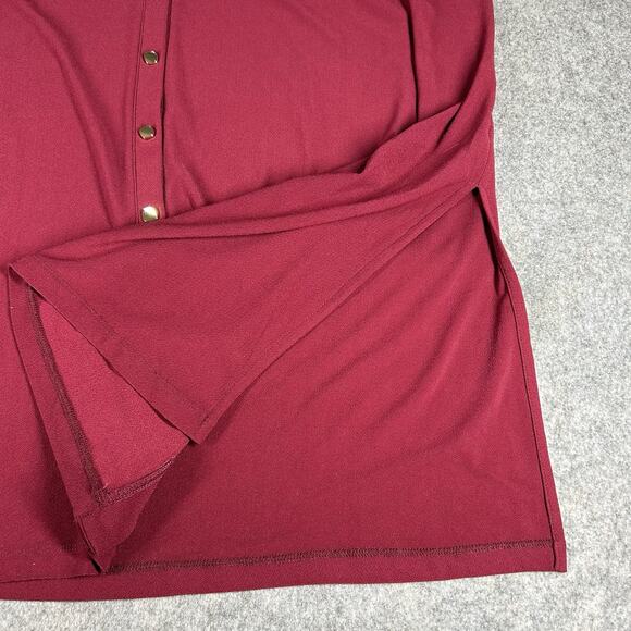 Susan Graver Tunic Dress Women’s 3X Burgundy Red Shift Midi Liquid Knit Stretch - Picture 8 of 8